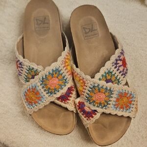 Colorful Crochet Granny Squares Women's Platform Sandals